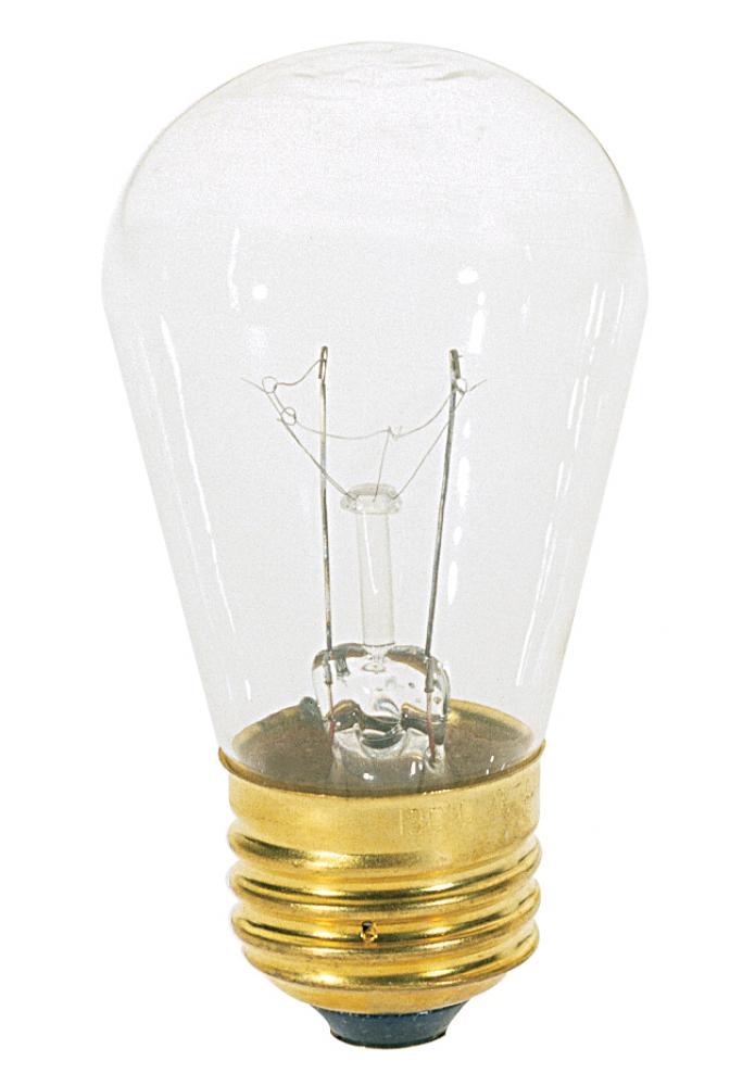 11 Watt S14 Incandescent; Clear; 2500 Average rated hours; 80 Lumens; Medium base; 130 Volt; Carded