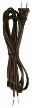 Satco Products Inc. 80/2305 - 6 Foot 18/2 SPT-1 105C Cord Set; Brown Finish; 24" Hank; 200 Carton; Molded Polarized Plug;