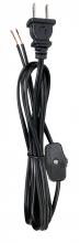 Satco Products Inc. 80/2397 - 6 Foot 18/2 SPT-1 105C Cord Set; Black Finish; 24" Hank; 200 Carton; Molded Polarized Plug;