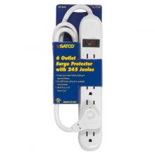 Satco Products Inc. 91/220 - 6 Outlet Standard Surge Strip With Flat Plug; 3 Foot Cord; 14/3 SJT; Indoor Use Only; 245 Joules;