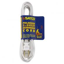 Satco Products Inc. 93/192 - 6 Foot Extension Cord; White Finish; 16/2 SPT-2; Indoor Only; 13A-125V-1625W Rating