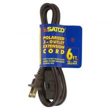 Satco Products Inc. 93/193 - 6 Foot Extension Cord; Brown Finish; 16/2 SPT-2; Indoor Only; 13A-125V-1625W Rating
