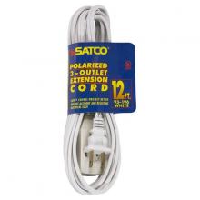 Satco Products Inc. 93/196 - 12 Foot Extension Cord; White Finish; 16/2 SPT-2; Indoor Only; 13A-125V-1625W Rating