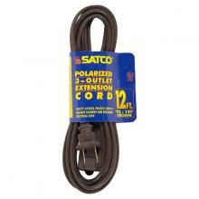 Satco Products Inc. 93/197 - 12 Foot Extension Cord; Brown Finish; 16/2 SPT-2; Indoor Only; 13A-125V-1625W Rating