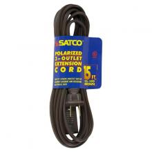 Satco Products Inc. 93/199 - 15 Foot Extension Cord; Brown Finish; 16/2 SPT-2; Indoor Only; 13A-125V-1625W Rating