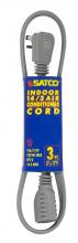 Satco Products Inc. 93/5000 - 3 Foot Gray Heavy Duty Air Conditioner/Appliance Cord; 14/3 Ga. SPT-3 Gray Cord With Sleeve;