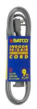 Satco Products Inc. 93/5002 - 9 Foot Gray Heavy Duty Air Conditioner/Appliance Cord; 14/3 Ga. SPT-3 Gray Cord W/Sleeve; 15A-125V;