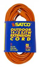Satco Products Inc. 93/5009 - 50 Foot Orange Heavy Duty Outdoor Extension Cord; 14/3 Ga. SJTW-3 Orange Cord With Sleeve; 15A-125V;