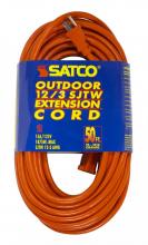 Satco Products Inc. 93/5018 - 50 Foot Orange Heavy Duty Outdoor Extension Cord; 12/3 Ga. SJTW-3 Orange Cord With Sleeve; 15A-125V;