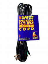 Satco Products Inc. 93/5041 - 6 Foot; 3 Wire Power Supply Angle Pigtail Cord; 16-3 SPT-2; 13A-125V; 1625W; Indoor Use Only