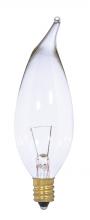 Satco Products Inc. S3868 - 25 Watt CA10 Incandescent; Clear; 1500 Average rated hours; 250 Lumens; Candelabra base; 12 Volt