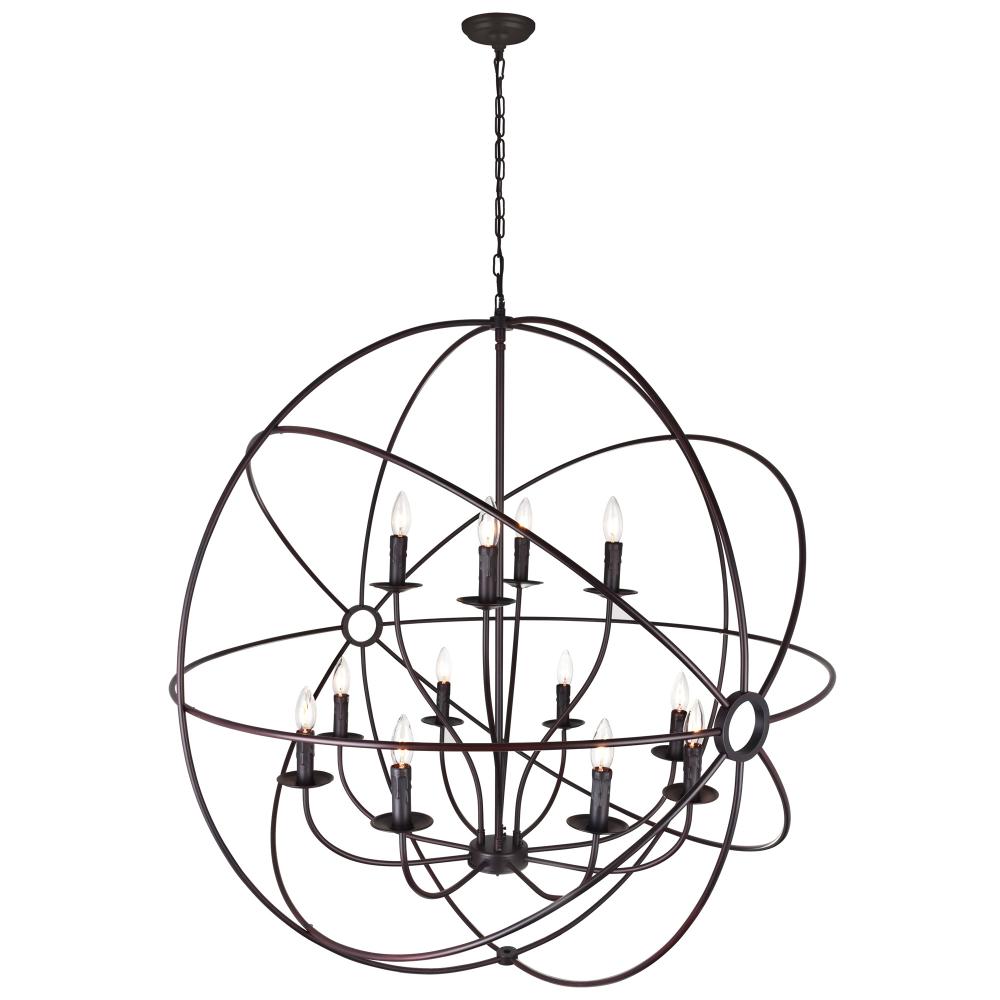 Arza 12 Light Up Chandelier With Brown Finish