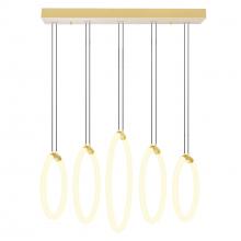 CWI Lighting 1273P23-5-602-RC - Hoops 5 Light LED Chandelier With Satin Gold Finish