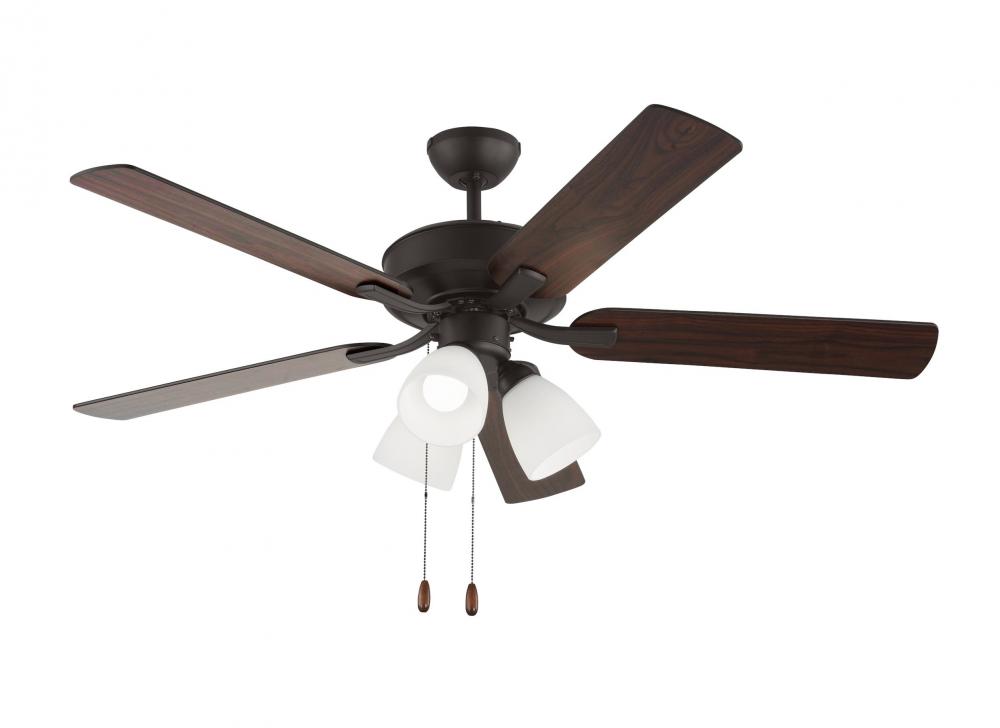 Linden 52 Inch Traditional Indoor Bronze LED Dimmable Dual Mount Hugger Ceiling Fan