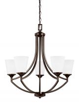 Generation Lighting 3124505-710 - Hanford traditional 5-light indoor dimmable ceiling chandelier pendant light in bronze finish with s