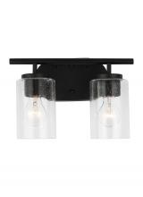 Generation Lighting 41171-112 - Oslo dimmable 2-light wall bath sconce in a midnight black finish with clear seeded glass shade