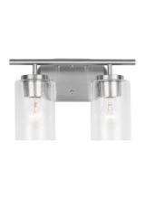 Generation Lighting 41171-962 - Oslo dimmable 2-light wall bath sconce in a brushed nickel finish with clear seeded glass shade
