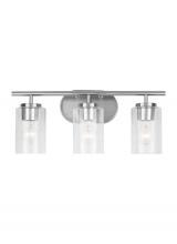 Generation Lighting 41172-962 - Oslo dimmable 3-light wall bath sconce in a brushed nickel finish with clear seeded glass shade