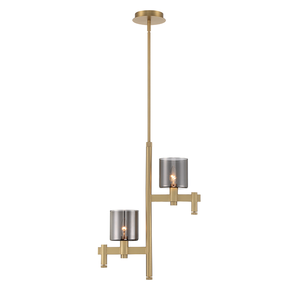 Decato 2 Light Pendant in Brushed Gold