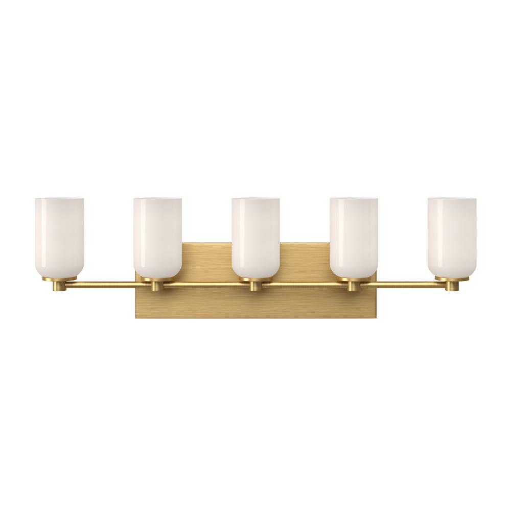 Nola 31-in Brushed Gold/Glossy Opal Glass Socket Vanity Light