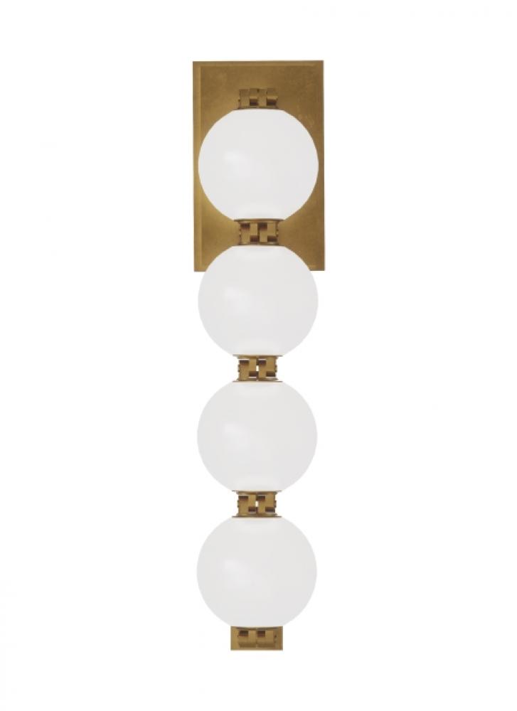 The Perle 15-inch Damp Rated 1-Light Integrated Dimmable LED Wall Sconce in Natural Brass