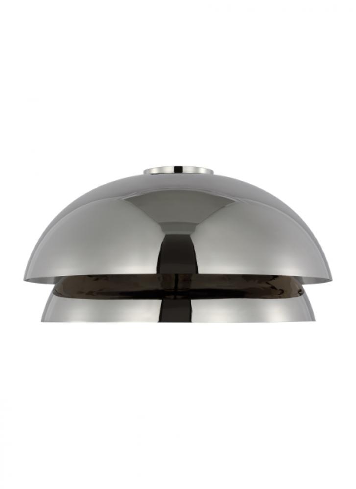 The Shanti Large Damp Rated 1-Light Integrated Dimmable LED Ceiling Flushmount in Polished Nickel