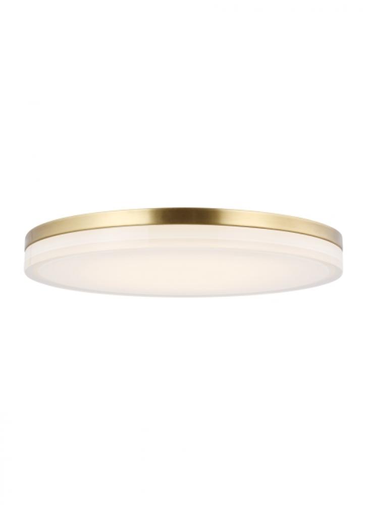 Modern Wyatt dimmable LED Large Ceiling Flush Mount Light in a Natural Brass/Gold Colored finish