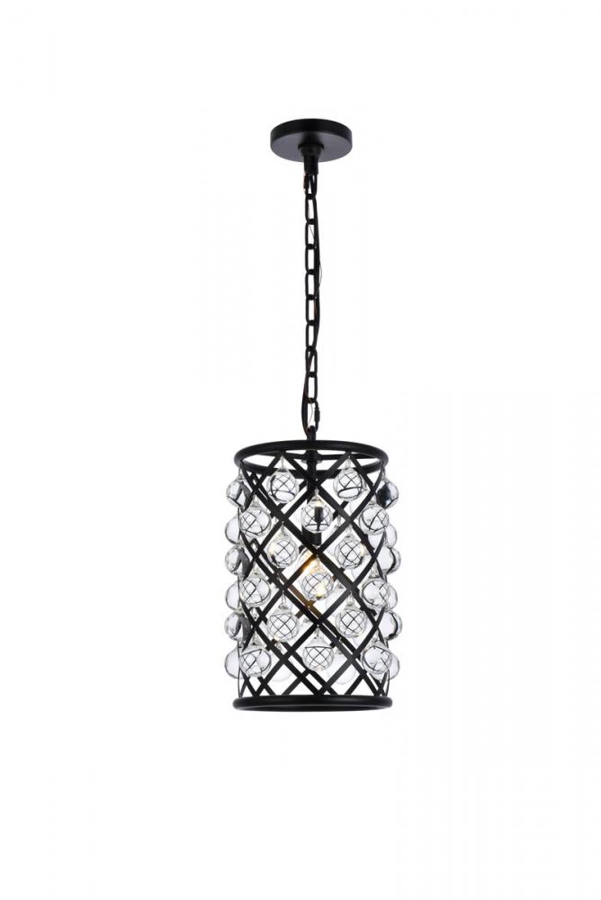 Madison 1 Light Matte Black Pendant Clear Royal Cut Crystal