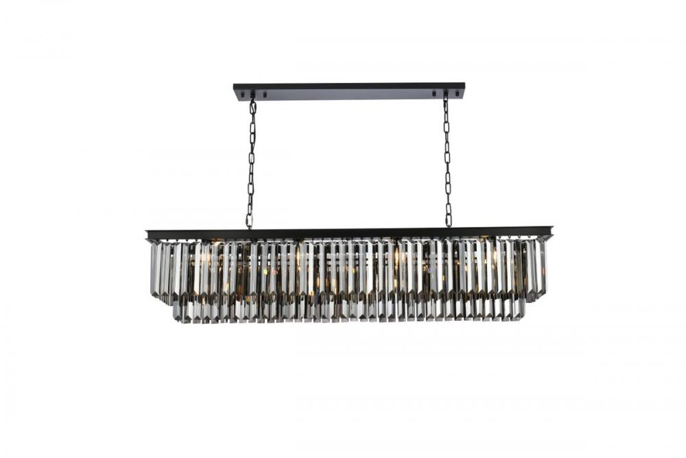 Sydney 12 Light Matte Black Chandelier Silver Shade (Grey) Royal Cut Crystal