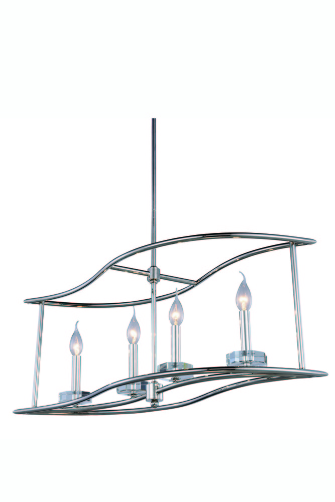 Bjorn Collection Chandelier L:32 W:12 H:65 Lt:4 polished Nickel Finish Royal Cut Clea
