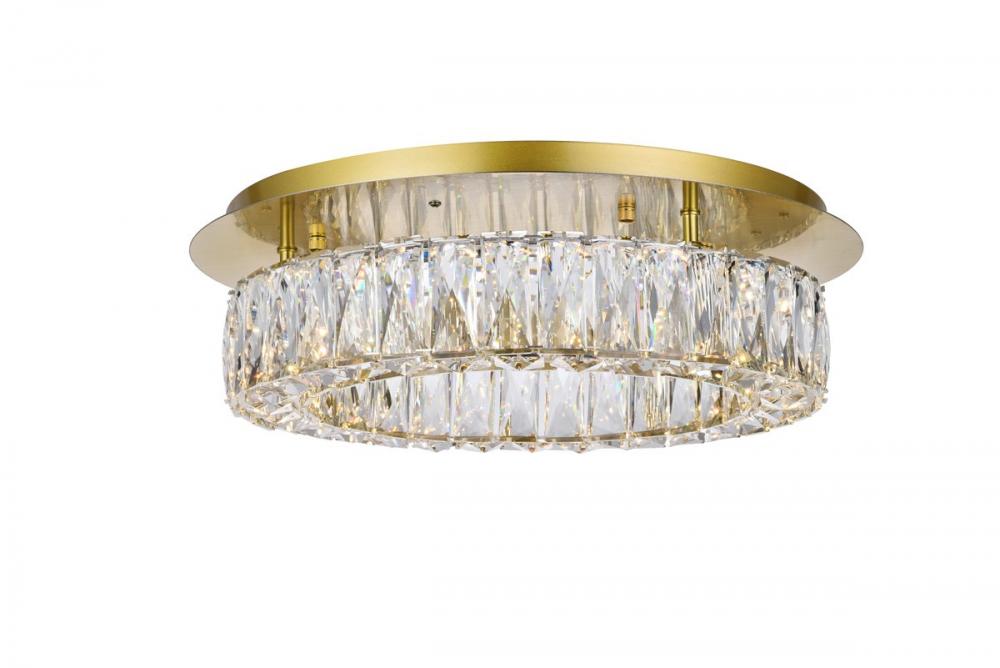 Monroe LED Light Gold Flush Mount Clear Royal Cut Crystal