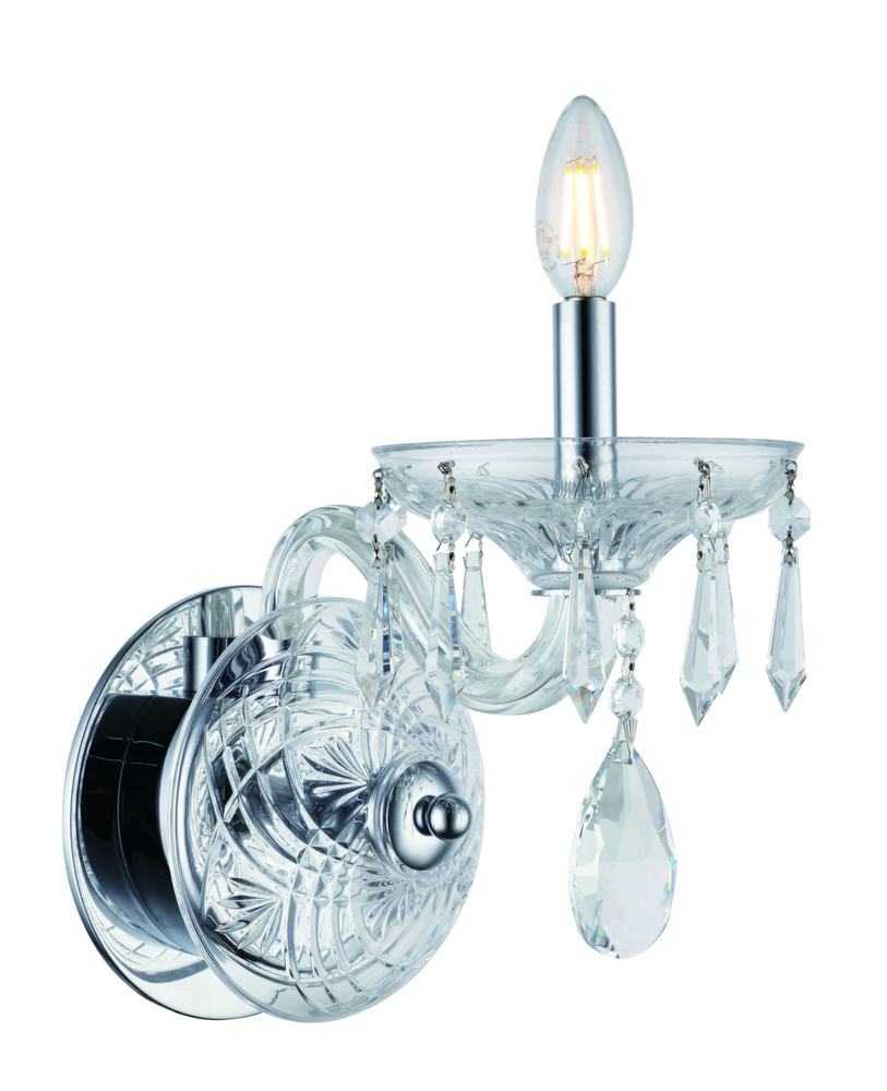 Elliott 1 light Chrome & Clear Wall Sconce Clear Royal Cut Crystal