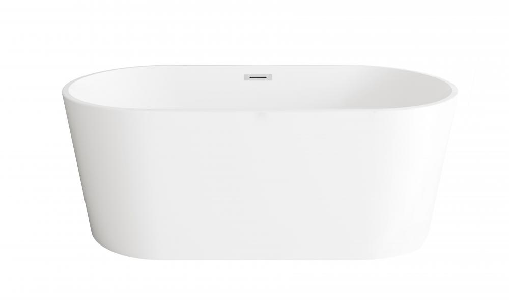 59 inch Bathtub in Glossy White with Chrome Trim