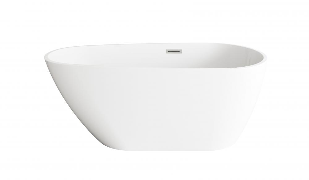 59 inch Bathtub in Glossy White with Brushed Nickel Trim