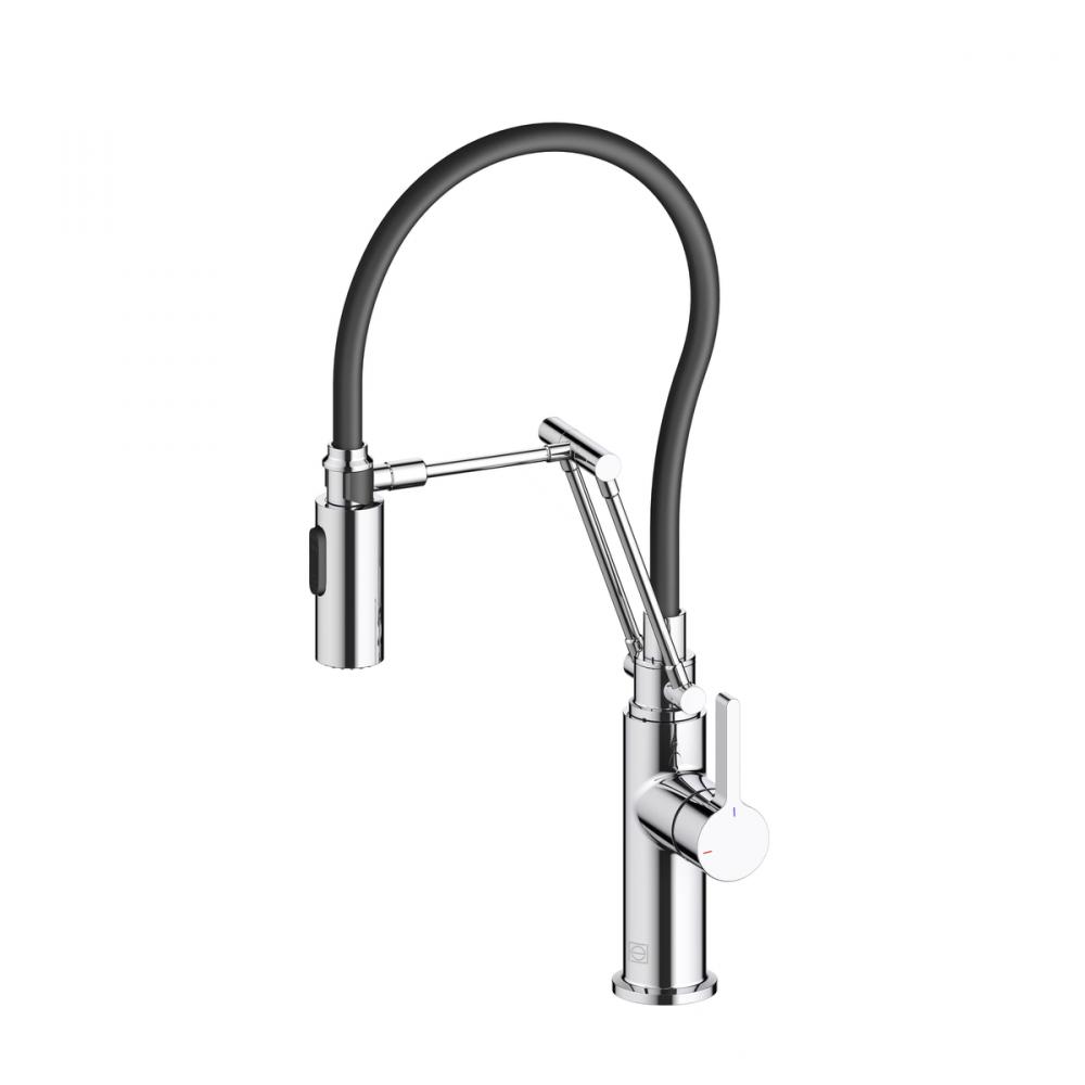 Leonardo Single Handle Pull Down Sprayer Kitchen Faucet in Chrome