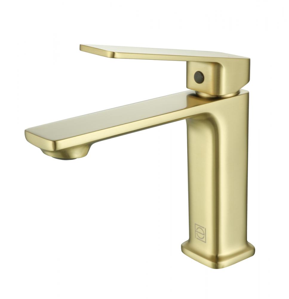 Lena Single Hole Single Handle Bathroom Faucet in Brushed Gold