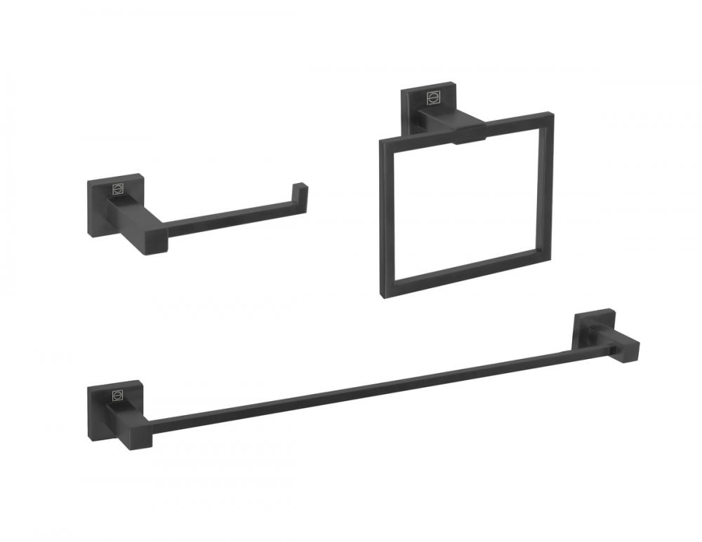 Isla 3-piece Bathroom Hardware Set in Matte Black