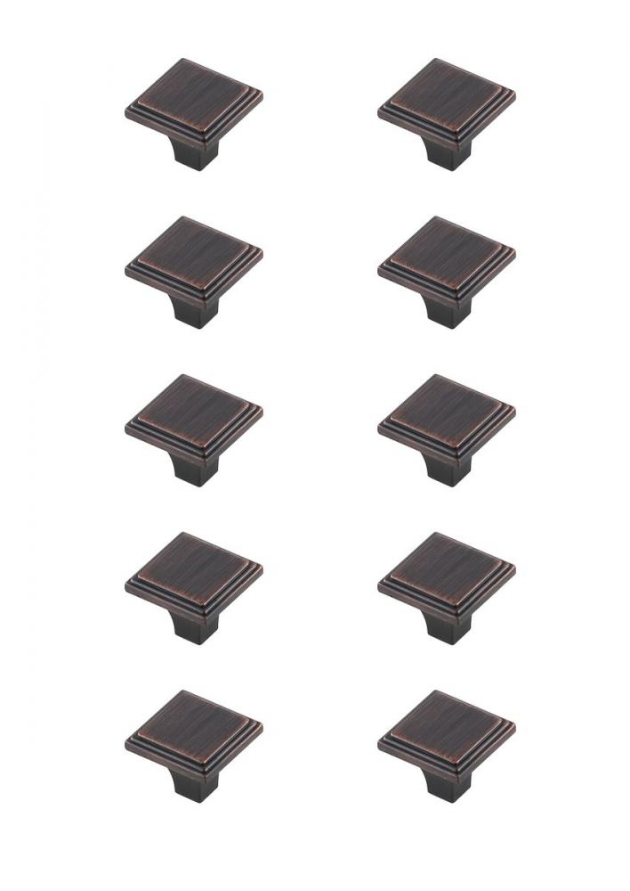 Wilow 1" Oil-rubbed Bronze Square Knob Multipack (Set of 10)