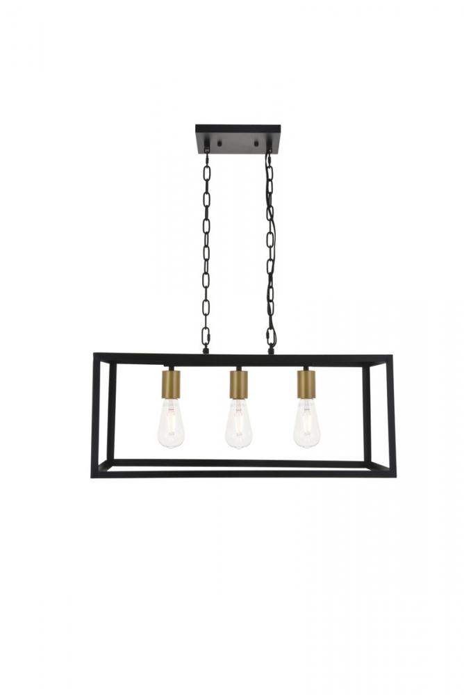 Resolute 3 Light Brass and Black Pendant