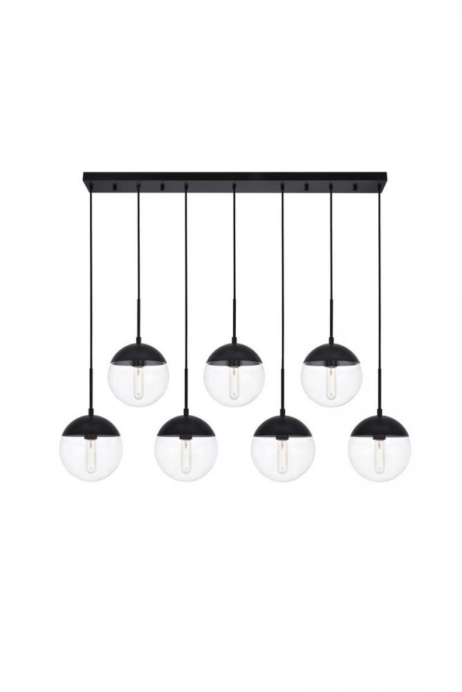 Eclipse 7 Lights Black Pendant with Clear Glass
