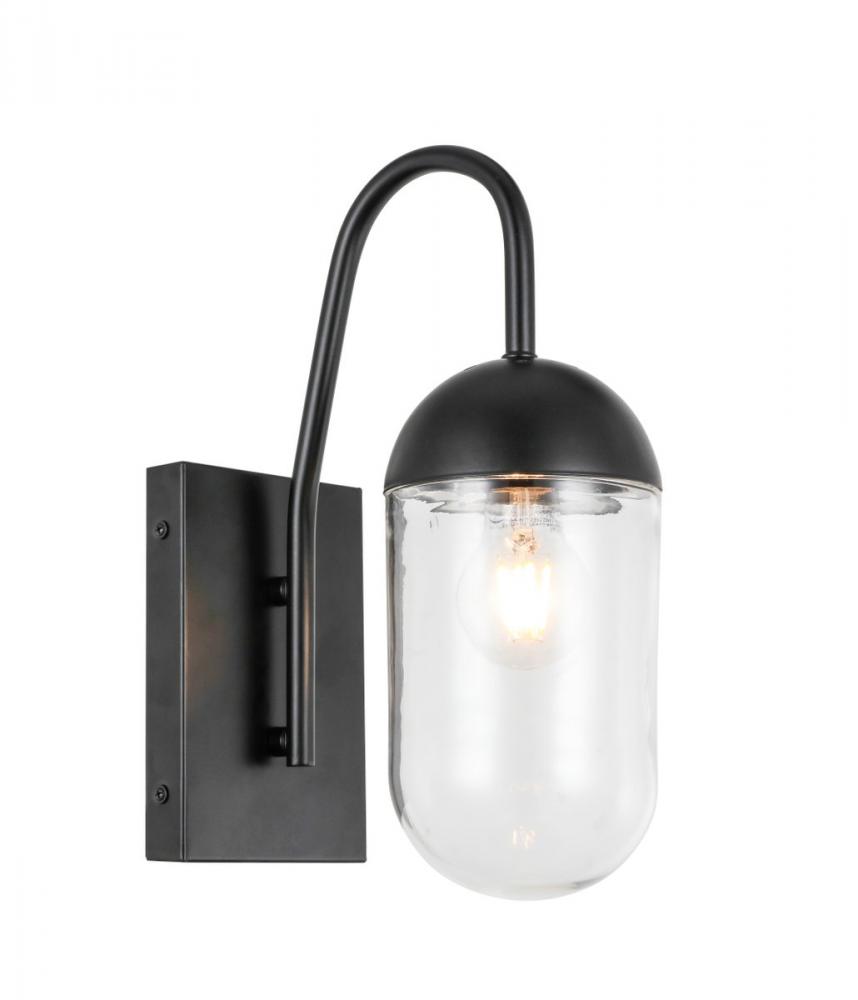 Kace 1 Light Black and Clear Glass Wall Sconce