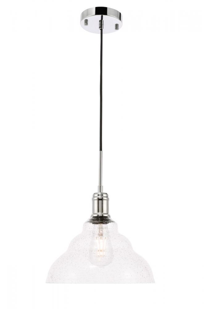Gil 1 light Chrome and Clear seeded glass pendant