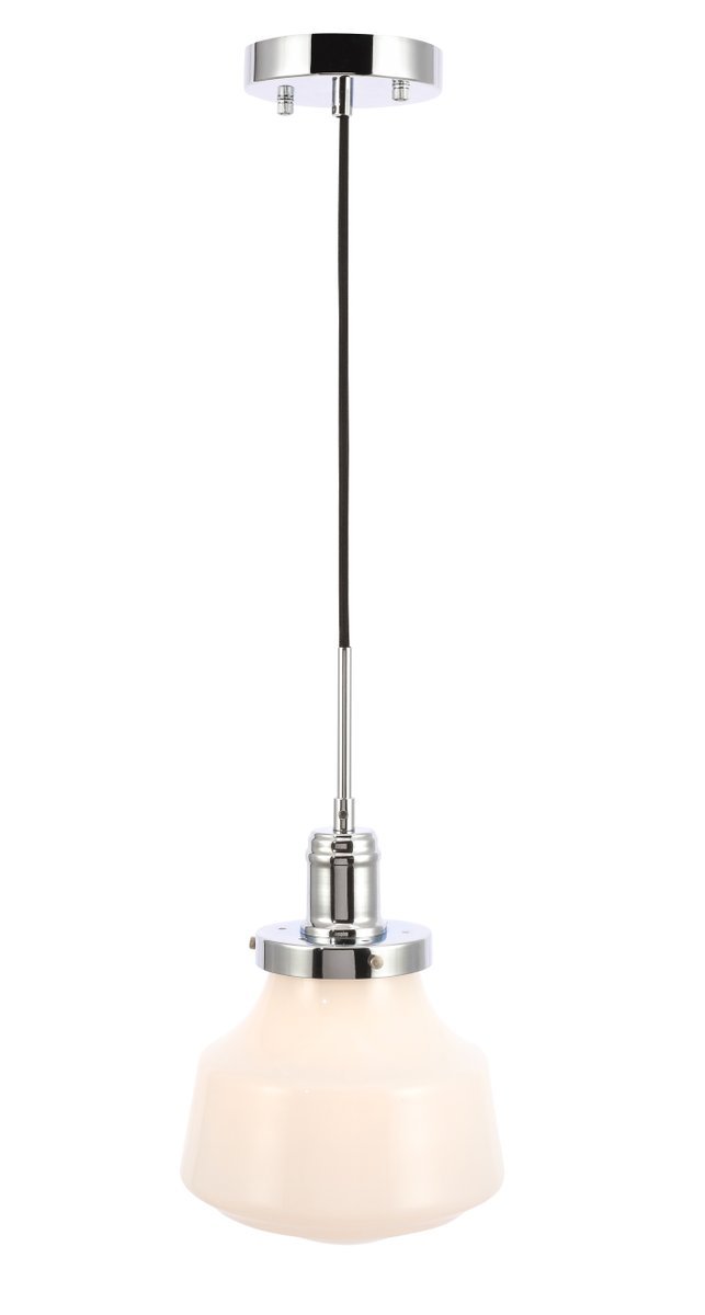 Lyle 1 light Chrome and frosted white glass pendant