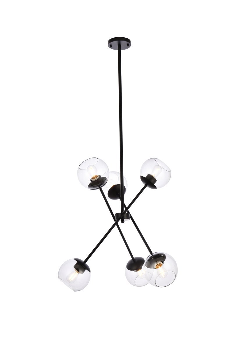 Axl 24 Inch Pendant in Black with Clear Shade