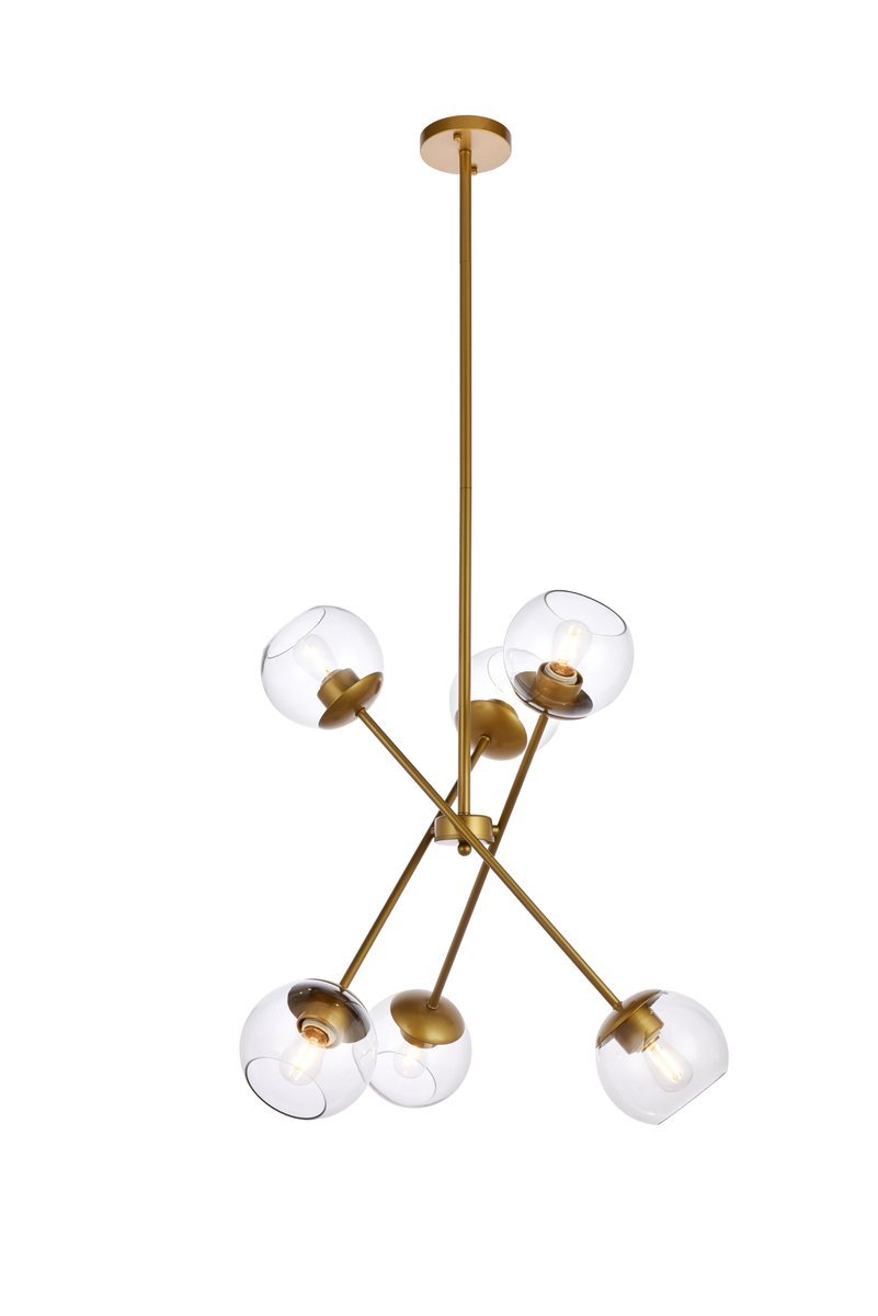 Axl 24 Inch Pendant in Brass with Clear Shade