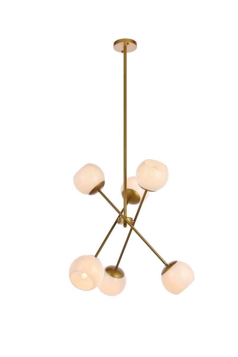 Axl 24 Inch Pendant in Brass with White Shade