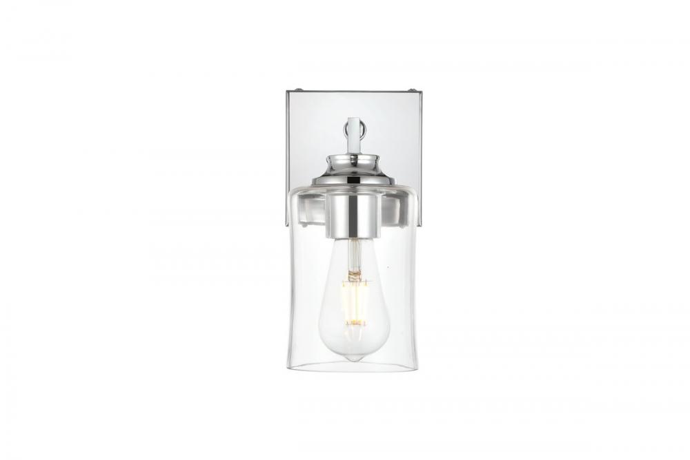 Ronnie 1 Light Chrome and Clear Bath Sconce