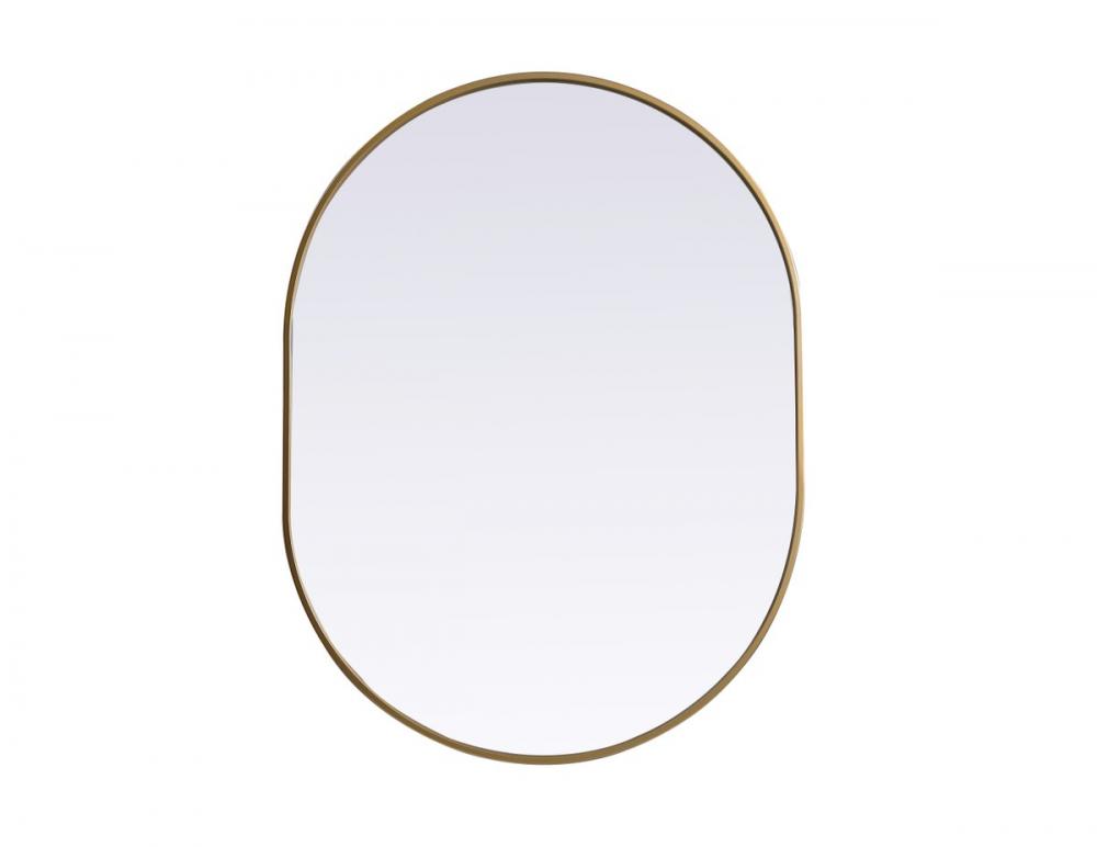 Metal Frame Oval Mirror 30x40 Inch in Brass