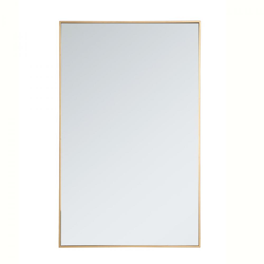 Metal Frame Rectangle Mirror 30 Inch in Brass