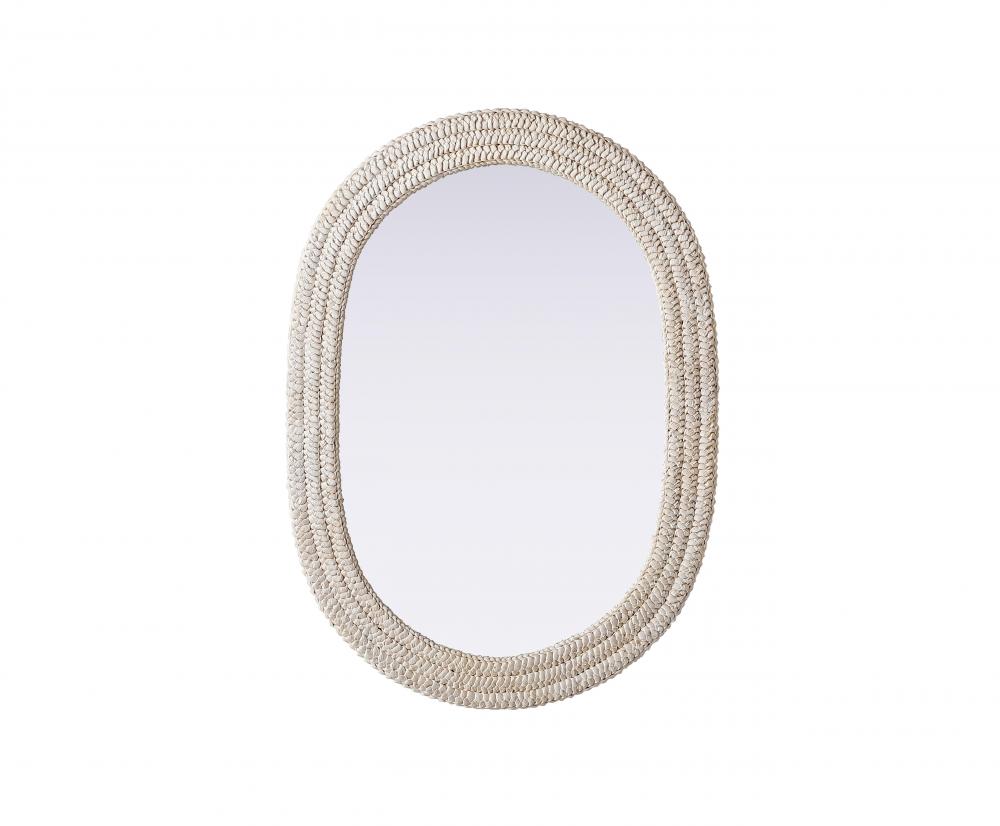 Oval Cornhusk Mirror 30x42 in Linen White